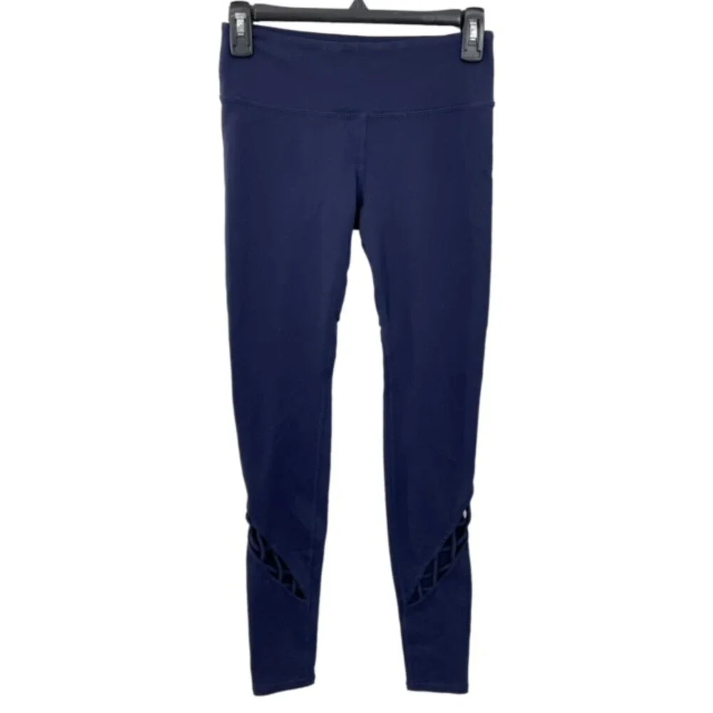 Alo Yoga Entwine Leggings Size XS Rich‎ Navy Blue Cut Out Mid Rise Athletic
